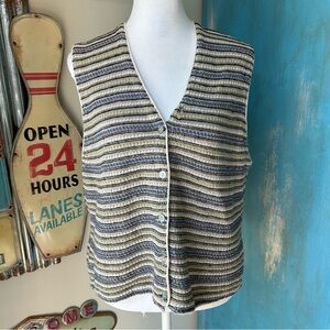 Vintage Striped Cardigan Sweater Vest